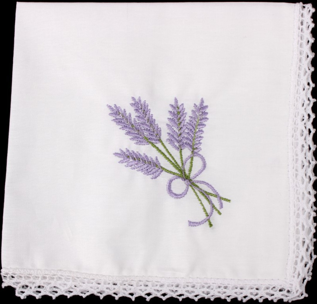 Embroidered lace handkerchiefs 'LAVENDER' Style: EHC/NLAV image 0